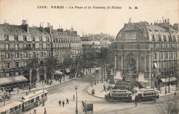 Paris * 5ème 6ème * La Place Et La Fontaine St Michel * Tram Tramway * Bus Autobus - Paris (05)