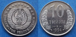 UZBEKISTAN - 10 Tiyin 1994 KM# 4 Independent Republic (1991) - Edelweiss Coins - Uzbenisktán