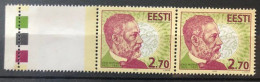 Estonia Estland Estonie 1995 Louis Pasteur Strip Of 2 Stamps And Label RARE ! MNH - Louis Pasteur