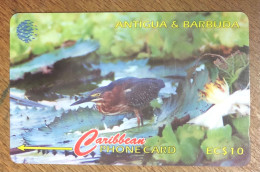 ANTIGUA & BARBUDA OISEAU HERON EC$ 10 CARIBBEAN CABLE & WIRELESS SCHEDA PREPAID TELECARTE TELEFONKARTE PHONECARD - Antigua Et Barbuda