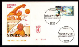 BERLIN 1990 - Michel Nr. 864/865 FDC - Sporthilfe - Wasserball - 1981-1990