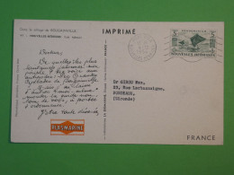 D100 NOUVELLES  HEBRIDES  BELLE CARTE PLASMARINE 1954 PORT VILA  A BORDEAUX ++BOUGAINVILLIERS +AFF. PLAISANT++ - Brieven En Documenten