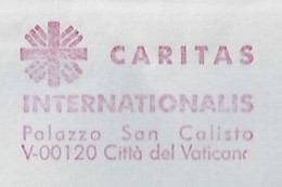 Vatican 2004 Priority Cover Fragment Meter Stamp Neopost Electronic Slogan Caritas Internationalis Charity International - Covers & Documents