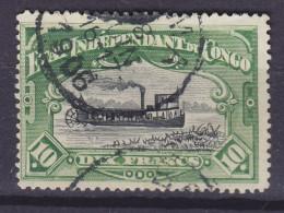 Belgian Congo 1898 Mi. 25, 10 Fr. Ship Bateaux Perf. 14 1/4 BOMA 1906 Cancel (2 Scans) - Gebraucht