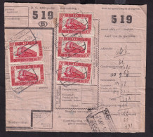 DDFF 165 - Timbres Chemin De Fer En MULTIPLES - 8 X 100 F - S/ Bulletin D'Expédition - DEINZE 1950 - Documenten & Fragmenten