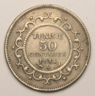 Tunisie, Protectorat Français, 50 Centimes En-Naceur, 1914, Argent - Tunisie