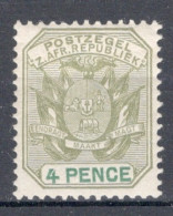 South African Republic 1896 Single 4d Coat Of Arms - Wagon With Pole, Value In Green In Mounted Mint Condition - Nouvelle République (1886-1887)
