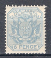 South African Republic 1895 Single 6d Coat Of Arms - Wagon With Pole, In Unmounted Mint Condition - Neue Republik (1886-1887)