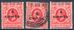 Xd565:East Africa And Uganda Protectorates  : Y.&T.N° 155  3x  Moved "overprints" - East Africa & Uganda Protectorates