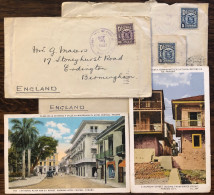 1930-1931, 3 Covers & 2 Circulated Postcards From Panama To Same Family In London, England, Scott 236. 237. 238 - Panama