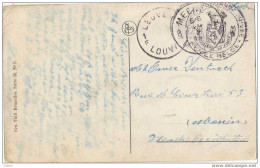 _Q610 :postkaart : S.M. 1F LEUVEN 1F LOUVAIN -zonder Datummidden>> Noodstempel > M MEENEN B MENIN 20 X 19 - Fortune Cancels (1919)