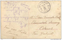 Zv946: Herbruikte Fatasiekaart ( Zegel Is Weg): Aankomststempel: 12* OOSTENDE 12* 3 III 19: Noodstempel: Postagentschap - Fortune (1919)