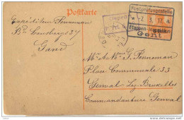 _Q059.: 8 CENT POSTKARTE: Met Censuur:>>> GENVAL 1917 Verstuurd Uit GAND Via Etappen... - OC26/37 Etappengebied.