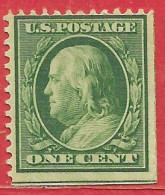 Etats-Unis D'Amérique N°167 1c Vert 1908-09 (*) - Ungebraucht