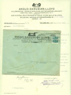 Österreich SALZBURG 1936 Deko Rechnung + Versandumschlag Fa Anglo Danubian Lloyd Versicherung Bismarckstr.8 - Austria