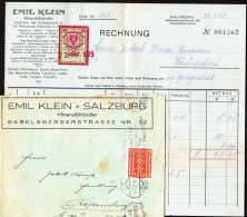 Österreich SALZBURG 1925 Deko Rechnung  + Fiskalmarke +Versandumschlag Fa Emil Klein Mineralölhändler Gabelsbergerstr.32 - Österreich