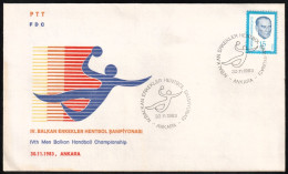 1983 Turkey 4th Balkan Men's Handball Championship Commemorative Cover And Cancellation - Handball