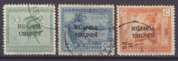 Ruanda-Urundi 1924 Mi. 2, 10, 12, Belgisch-Kongo M. Aufdruck W. Overprinted A. Surchargé (o) - Oblitérés