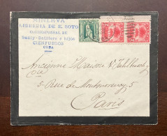 P) 1905 CUBA, COUNTRY SCENES STAMPS OVERPRINT, COVER CIRCULATED CIENFUEGOS TO PARIS, MINERBA BOOKSHOP, XF - Otros & Sin Clasificación