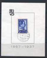 1937  70th Ann.  Mannerheim First Day Cancel On Sheetlet  MiNr 203 - FDC