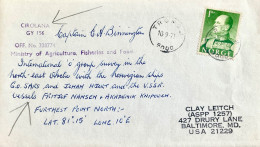 NORWAY 1971, SIGNED SPECIAL COVER, USED TO USA, CIROLANA,  MINISTRY OF AGRI FISH & FOOD, INT SURVEY USSR & NORWAY VESSEL - Autres & Non Classés