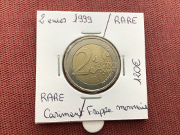 FRANCE Très Rare 2 Euros 1999 Presque Frappe Monnaie RARE - Variétés Et Curiosités