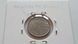 BELGIE ALBERT IER BON POUR 50 CENTIMES 1932 VL COIN CASSé A LA SURFRAPPE ? ONLY 2.000.000 EX. SOUS-COTEE : 1€-3€-5€-20€ - 50 Cents