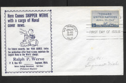 1945 UNITED STATES - USA, TOWARD, FRANKLIN D. ROOSEVELT - SKIPPER WERVW CARGO OF NAVAL, SECURITY, FDC XF - Other & Unclassified