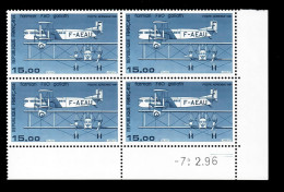 PA N°57b - FARMAN F60 GOLIATH - Impression Fine - Bloc De 4 Coin Daté MNH** - Poste Aérienne