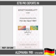 D0128# Alemania 1981. [ETB] Pro Deporte (N) - 1981-1990