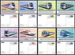 Hong Kong,China 2023 Develop Of Railway Services Train,Railway,8V Postcard Set,Stamp Postmarked With First Day (**) RARE - Covers & Documents