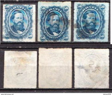 Brazil 3 Used Stamps With Emperor Dom Pedro II From 1876 - Oblitérés