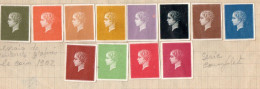 ESSAI DE COULEURS SERIE COMPLETE DE 1902 NEUFS  SUR CHARNIERES - Color Proofs 1900-1944