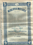 Minerva Motors Berchem (Anvers) - 1/10 De Part Sociale N°207075 De 1929 - Auto's