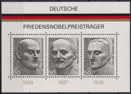 1975 Deutschland>BRD, ** Mi:DE BL11, Sn:DE 1203, Yt:DE BF10, Deutsche Nobelpreisträger - 1959-1980