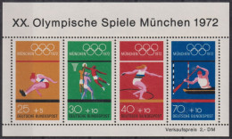 1972 Deutschland>BRD, ** Mi:DE BL8, Sn:DE B490, Yt:DE BF7, Olympische Sommerspiele 1972 - München - 1959-1980