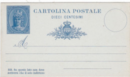 SAN MARINO - CARTOLINA POSTALE . 10  - 1882 - Postwaardestukken