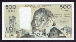 500 FRANCS PASCAL - V.2-1-1992.V. - PLIS D'ANGLE ET VERTICAL - PETITE TACHE DANS LA MARGE - PAS DE TROUS - TTB / SUP - 500 F 1968-1993 ''Pascal''