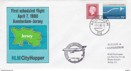 Netherlands Pays Bas Spec Cover 1 Flight Amsterdam -Jersey NLM City Hopper 1980 - Other & Unclassified