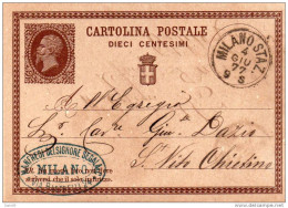 1877  CARTOLINA CON ANNULLO MILANO STAZ. - Entiers Postaux