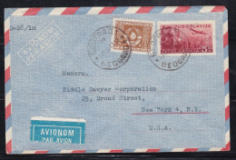 Yugoslavia - 1949 Airmail Stationery Envelope Uprated Belgrade To New York USA - Covers & Documents