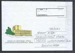 Yugoslavia, Serbia, Mitrovita Post Office Building Cover, Meter Canc. Upside Down  2001. - Lettres & Documents