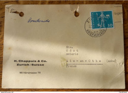 H. Chappuis & Co. Pièce De Rechange En Fibre Chaco Pour Guides Lames Aix En Othe, TAD Zurich 1 Briefversand 22.01.1964 - Suiza