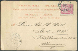 N°46- 10 Centimes Rose Obl. Sc ANVERS Sur C.P. Imprimée (Red Star Line Ligne Anvers-New York Et Philadelphia - Service D - 1884-1891 Leopoldo II