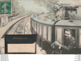 (XX) Carte Montage Gare Train Locomotive Voyageuse Voyageur. MARSEILLE 13 Avec 12 Mini-vues En 1913 - Station Area, Belle De Mai, Plombières