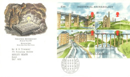 GREAT BRITAIN :1989, F.D.C,OF INDUSTRIAL ARCHAEOLOGY OF MINIATURE STAMPS SHEET TO KENT INCLUDING DESCRIPTION CARD .. - Storia Postale