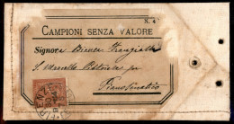 Regno - Vittorio Emanuele II - 2 Cent (15) Isolato Su Bustina Telata (Campione Senza Valore) Da Firenze A S. Marcello Pi - Andere & Zonder Classificatie