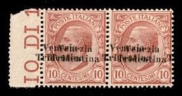 Occupazioni I Guerra Mondiale - Trentino-Alto Adige - 1918 - 10 Cent (22baa) Coppia Orizzontale Bordo Foglio Con Doppia  - Andere & Zonder Classificatie