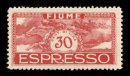 Occupazioni I Guerra Mondiale - Fiume - 1920 - Non Emesso - 30 Cent Rosa (1A) - Gomma Integra - Diena + Mondolfo (2.250) - Autres & Non Classés