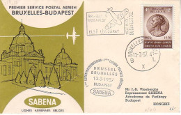 SABENA - Enveloppe Premier Vol - Budapest Hongrie - 1951-1960